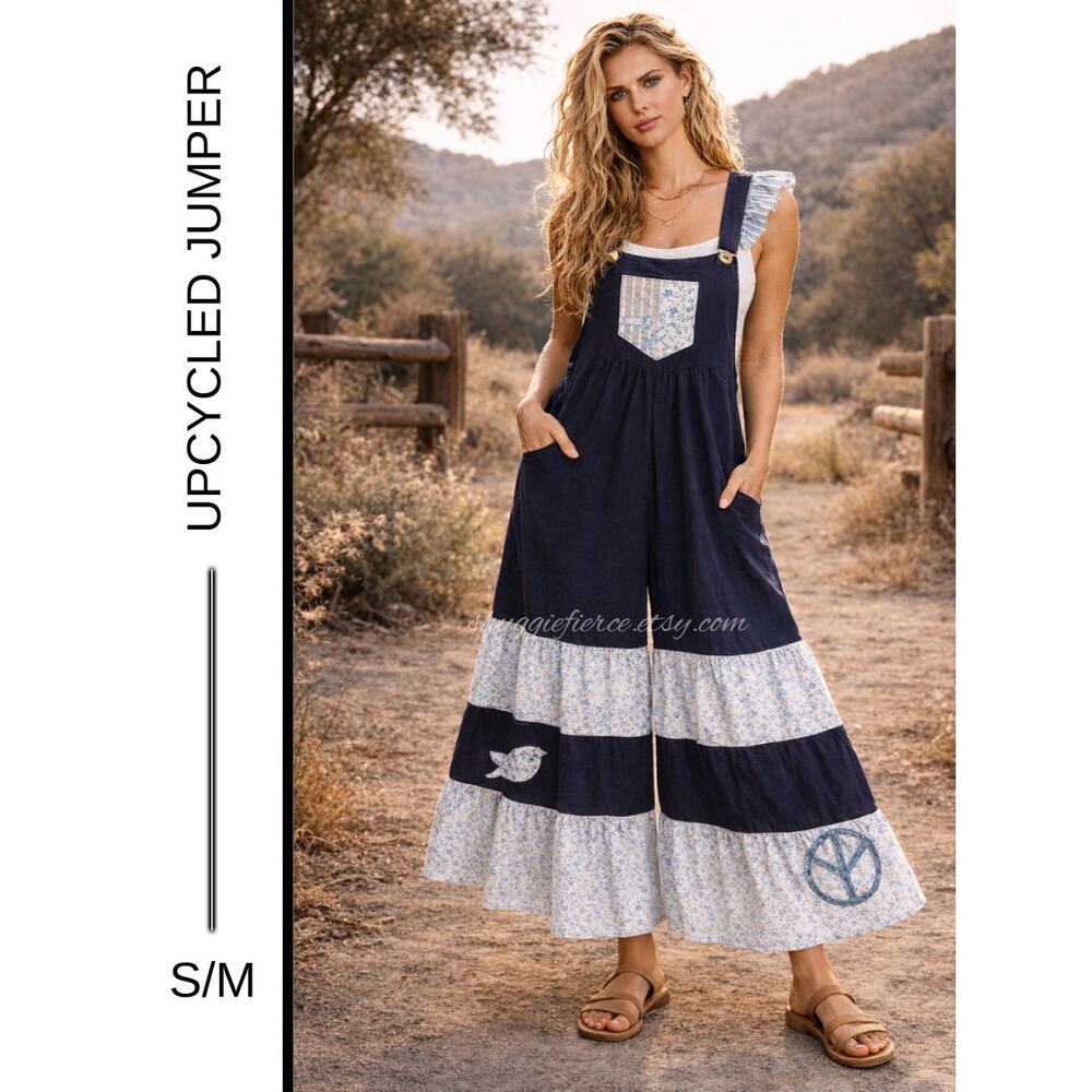 MSRP: $79 | ✨ Shuggie Fierce Upcycled Cotton Palazzo Jumpsuit Size M (fits S-M)✨